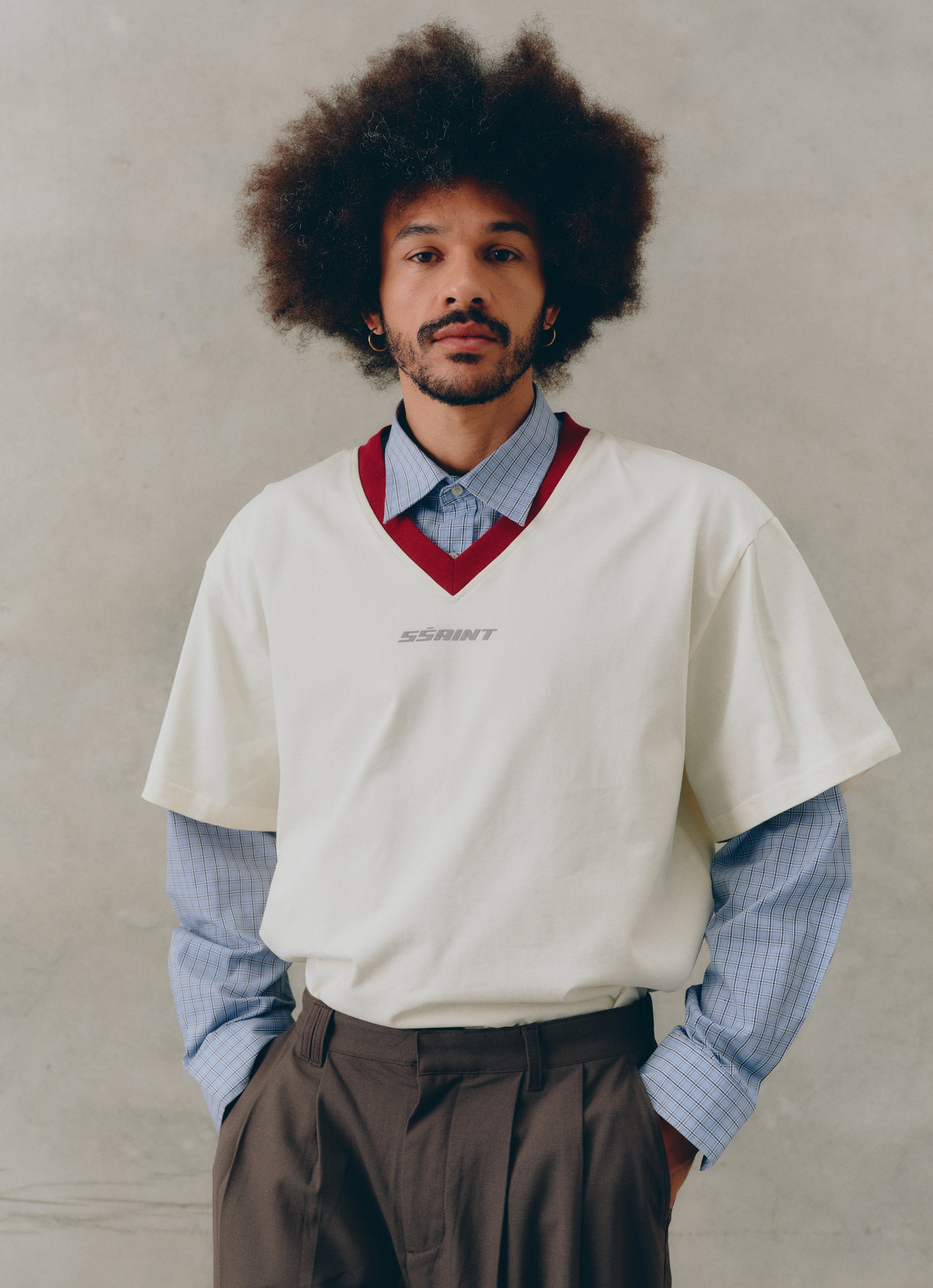 REFLECTIVE V NECK TEE - BUTTER