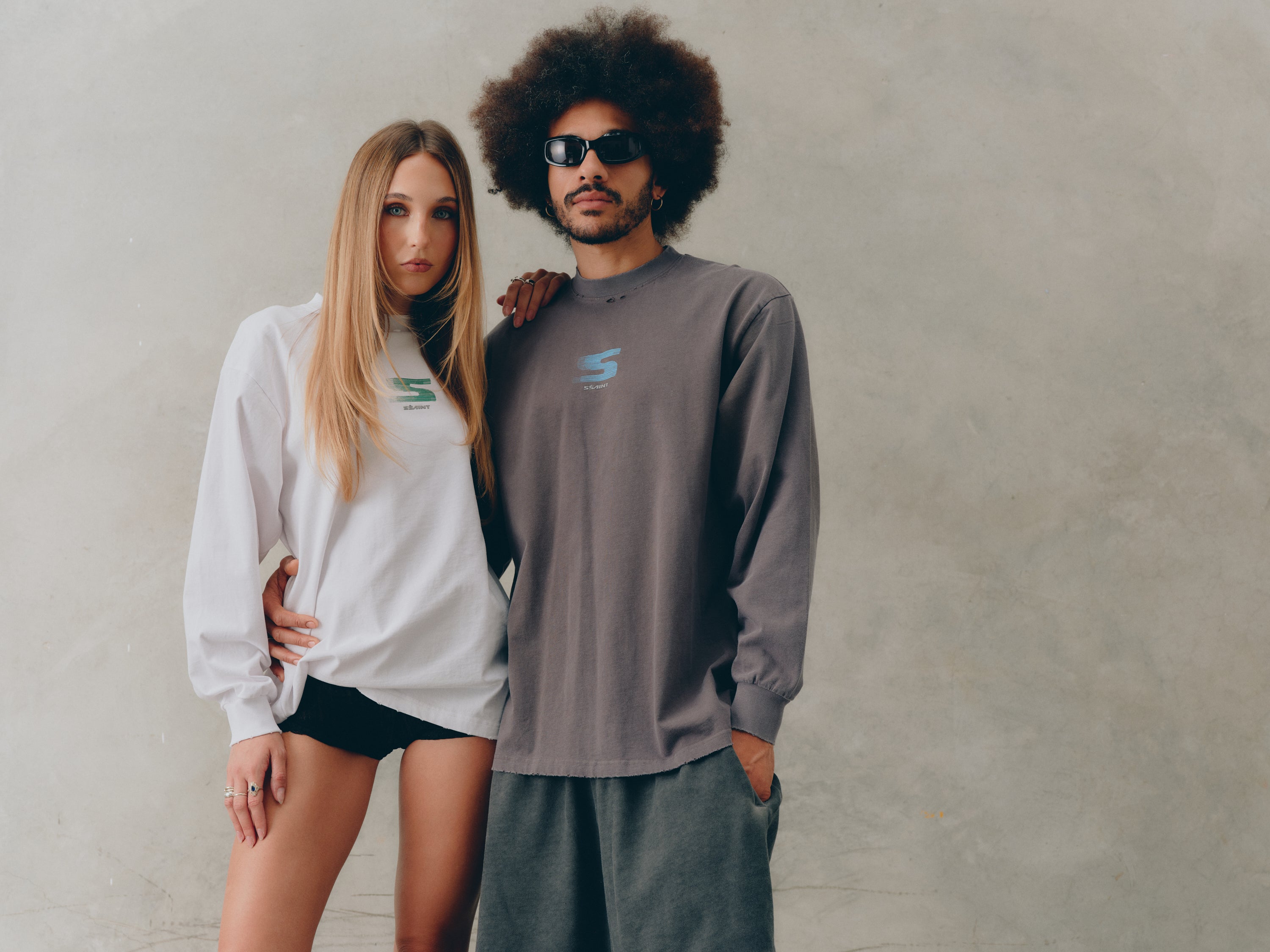 REBEL LONG SLEEVE - GREY & BLUE