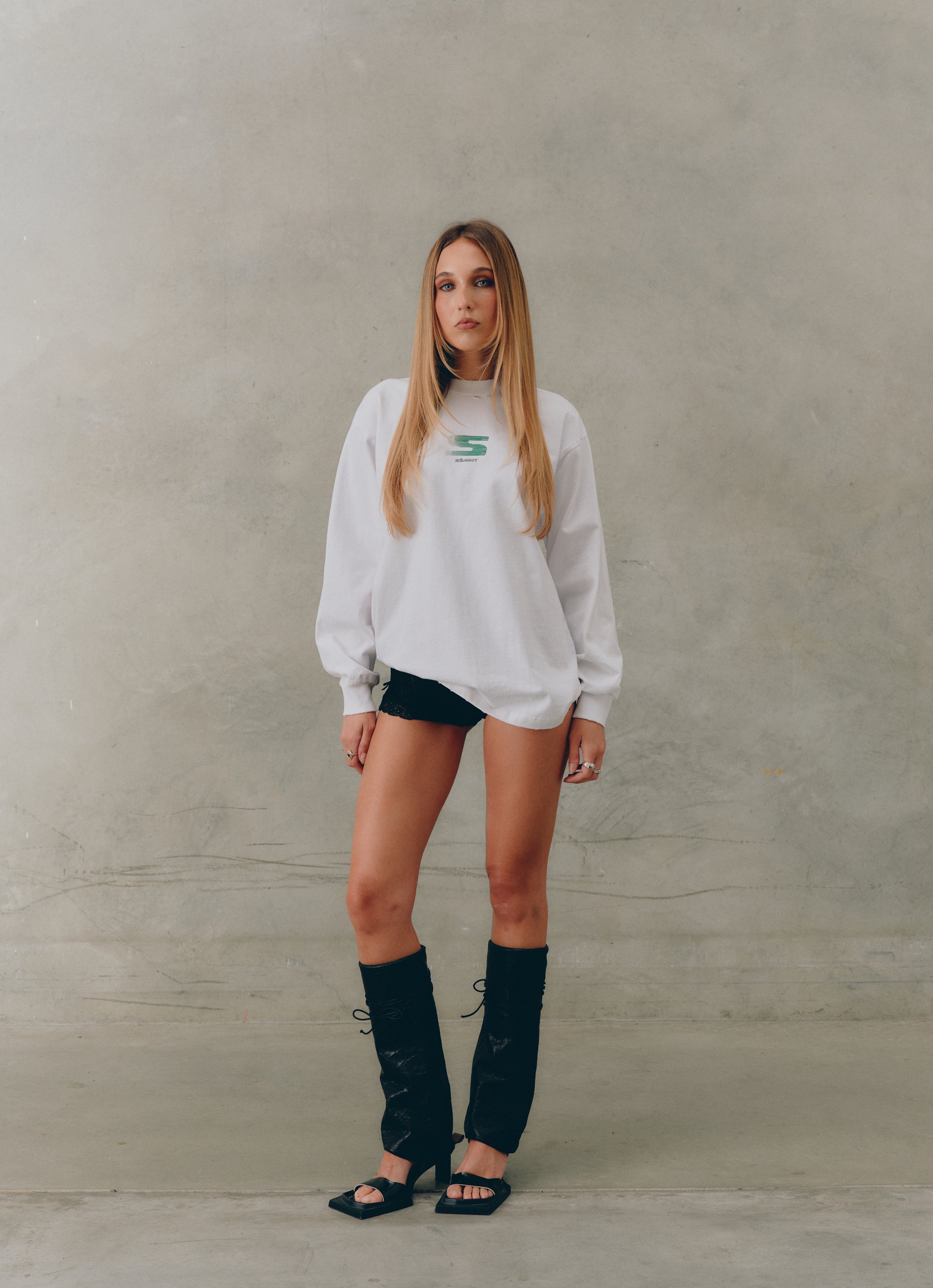 REBEL LONG SLEEVE - WHITE & GREEN