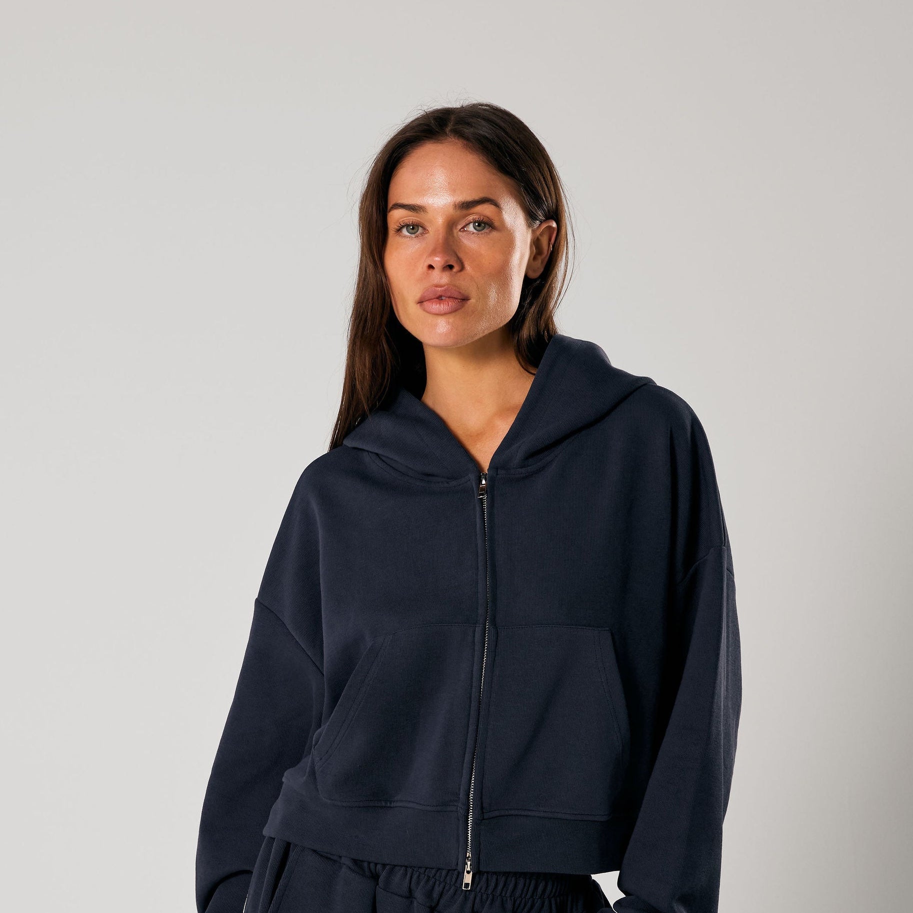 SŚAINT CROPPED HOODIE NAVY